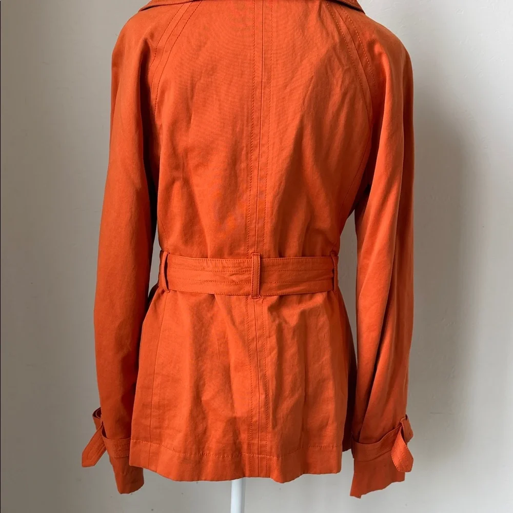 Chic Orange Double-Breasted Trench Coat - Picture 2 of 7